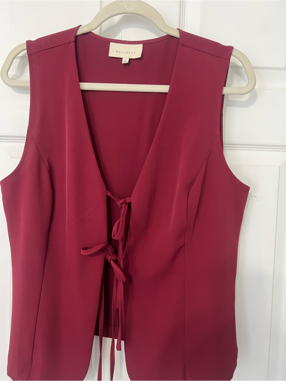 2 PIECE - MELLODAY Sleeveless Tie-Front Tunic in Berry Red